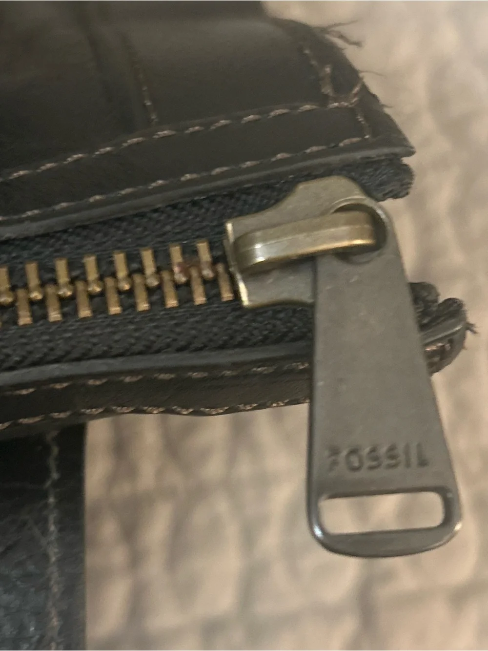 Fossil Dark Brown Leather Satchel Shoulder Bag Key Charm